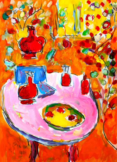 Картина под названием "Desserte1" - Jean Mirre, Подлинное произведение искусства, Масло