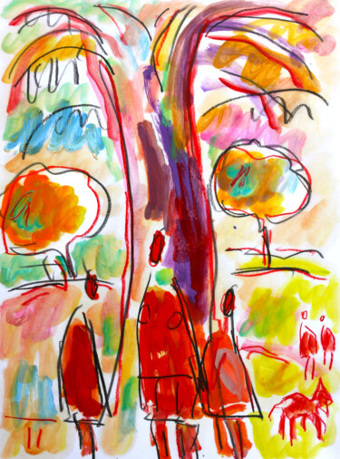 Malerei mit dem Titel "Family tree1" von Jean Mirre, Original-Kunstwerk, Öl