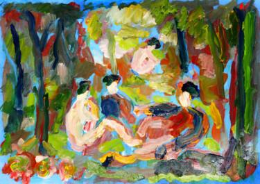 Картина под названием "Un autre déjeuner d…" - Jean Mirre, Подлинное произведение искусства, Масло