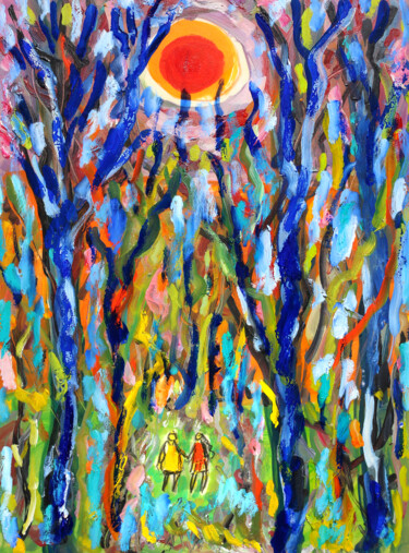 Peinture intitulée "Couple, soleil et b…" par Jean Mirre, Œuvre d'art originale, Huile