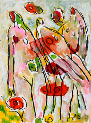 「L'âme des fleurs1」というタイトルの絵画 Jean Mirreによって, オリジナルのアートワーク, オイル
