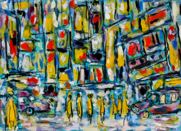 Peinture intitulée "Night in Manhattan1" par Jean Mirre, Œuvre d'art originale, Huile