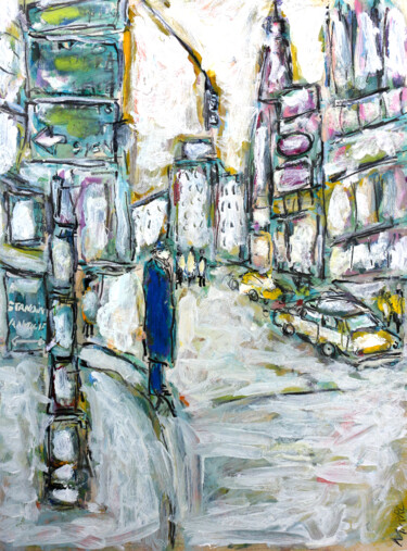 Painting titled "Lonely Downtown" by Jean Mirre, Original Artwork, Oil
