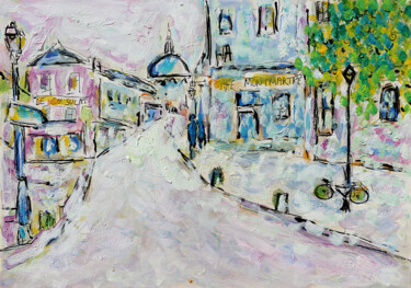 Painting titled "White Montmartre" by Jean Mirre, Original Artwork, Oil