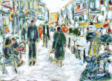 Pintura intitulada "Rue du Traiteur" por Jean Mirre, Obras de arte originais, Óleo