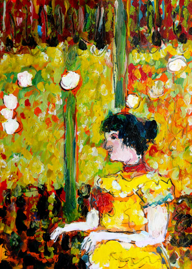 Malerei mit dem Titel "Au café concert d'a…" von Jean Mirre, Original-Kunstwerk, Öl