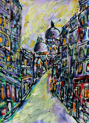 Pittura intitolato "Rue des Martyrs4" da Jean Mirre, Opera d'arte originale, Olio