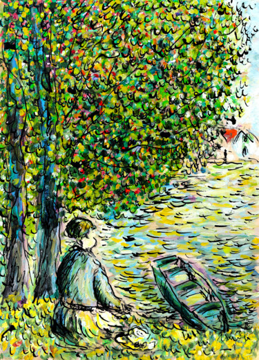 Malerei mit dem Titel "Rêveuse1" von Jean Mirre, Original-Kunstwerk, Öl