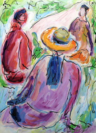 Картина под названием "Chapeau d'après Gau…" - Jean Mirre, Подлинное произведение искусства, Масло