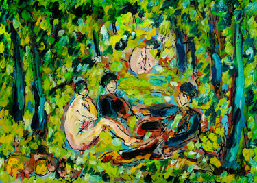 Malerei mit dem Titel "Le déjeuner sur l'h…" von Jean Mirre, Original-Kunstwerk, Öl