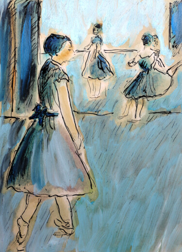 Malerei mit dem Titel "Tutus d'après Degas" von Jean Mirre, Original-Kunstwerk, Öl