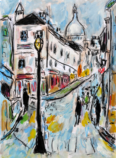 Pintura intitulada "Beau Montmartre" por Jean Mirre, Obras de arte originais, Óleo