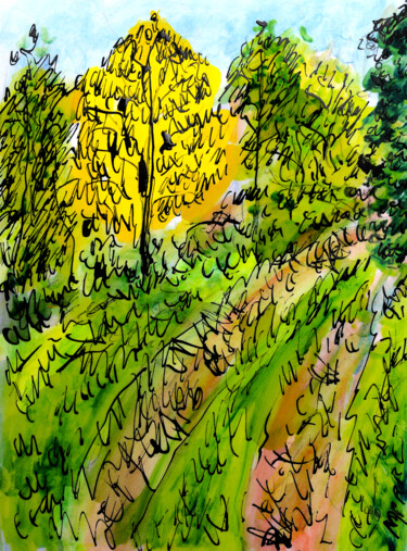 Peinture intitulée "Forêt d'automne" par Jean Mirre, Œuvre d'art originale, Huile