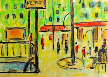 Картина под названием "Simple métro" - Jean Mirre, Подлинное произведение искусства, Масло