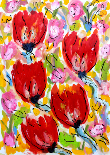 Peinture intitulée "Fanfan la Tulipe" par Jean Mirre, Œuvre d'art originale, Huile