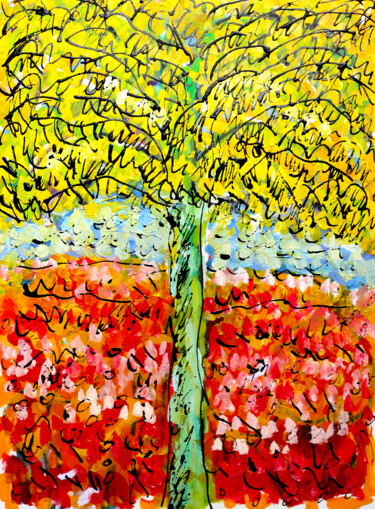 Painting titled "Fruit tree" by Jean Mirre, Original Artwork, Oil