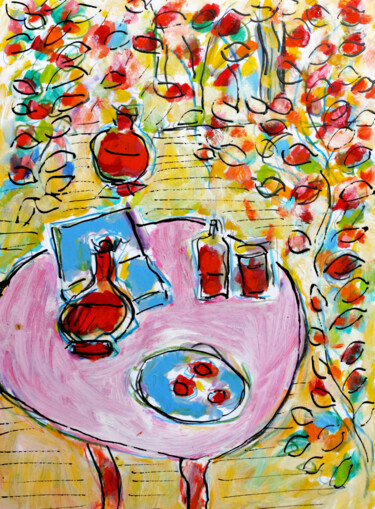 Peinture intitulée "Repas champêtre" par Jean Mirre, Œuvre d'art originale, Huile