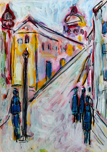 Pittura intitolato "Back to town" da Jean Mirre, Opera d'arte originale, Olio