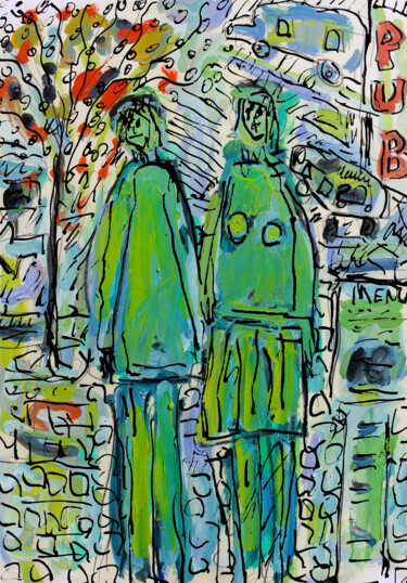 Peinture intitulée "Un tour en ville" par Jean Mirre, Œuvre d'art originale, Huile