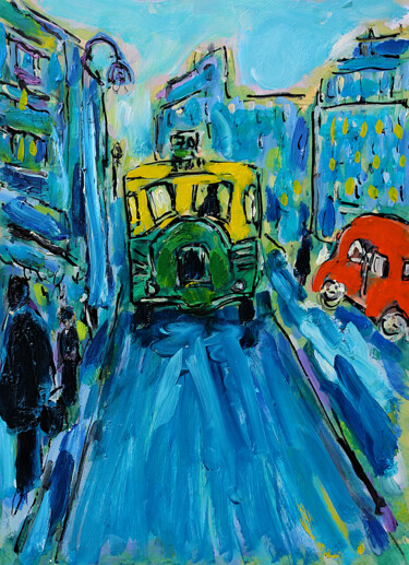 Peinture intitulée "Le vieux bus" par Jean Mirre, Œuvre d'art originale, Huile