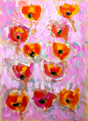 Peinture intitulée "La bonté des fleurs" par Jean Mirre, Œuvre d'art originale, Huile