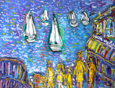 Pintura titulada "Caraïbes" por Jean Mirre, Obra de arte original, Oleo