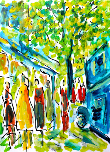 Pintura titulada "Street scene" por Jean Mirre, Obra de arte original, Oleo