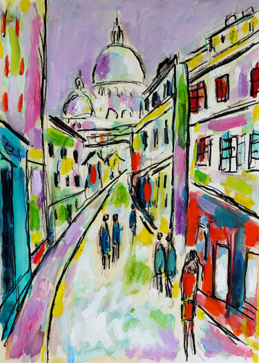 Peinture intitulée "Montmartre d'Utrillo" par Jean Mirre, Œuvre d'art originale, Huile