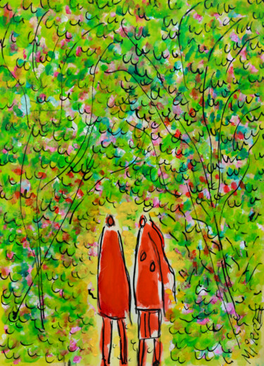 Картина под названием "Bois et amour" - Jean Mirre, Подлинное произведение искусства, Масло