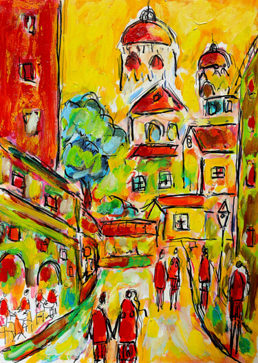 Картина под названием "Sun City" - Jean Mirre, Подлинное произведение искусства, Масло