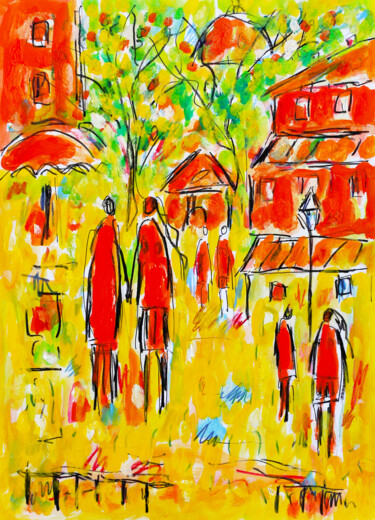 Картина под названием "Red art" - Jean Mirre, Подлинное произведение искусства, Масло