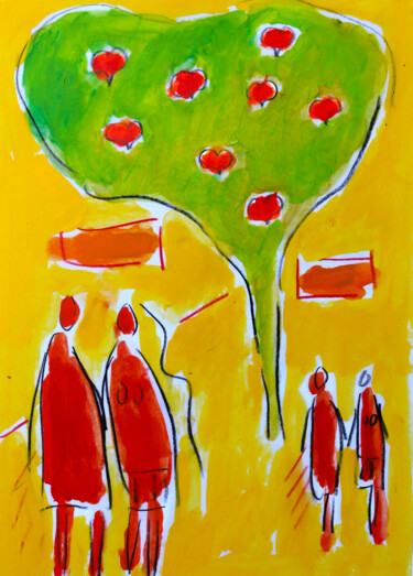 Peinture intitulée "Love tree" par Jean Mirre, Œuvre d'art originale, Huile
