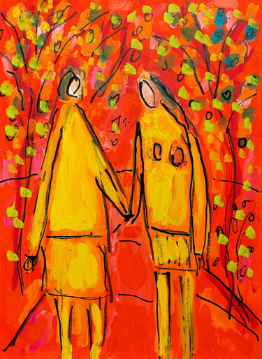 Peinture intitulée "Printemps et amour" par Jean Mirre, Œuvre d'art originale, Huile