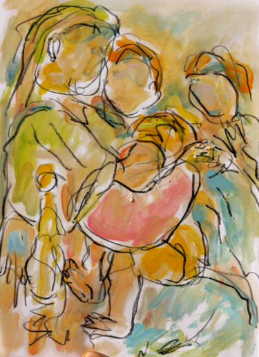 Peinture intitulée "Maternité1" par Jean Mirre, Œuvre d'art originale, Huile