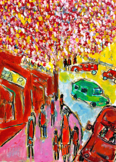 Painting titled "Taxi Bar" by Jean Mirre, Original Artwork, Oil