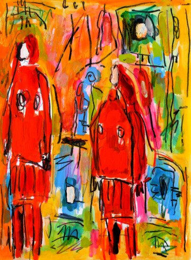 Peinture intitulée "Peaux Rouges" par Jean Mirre, Œuvre d'art originale, Huile