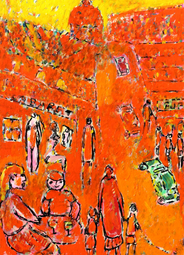 Schilderij getiteld "Cabaret" door Jean Mirre, Origineel Kunstwerk, Olie