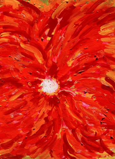 Peinture intitulée "Cœur de fleur" par Jean Mirre, Œuvre d'art originale, Huile