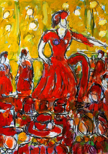Peinture intitulée "Chanteuse" par Jean Mirre, Œuvre d'art originale, Huile