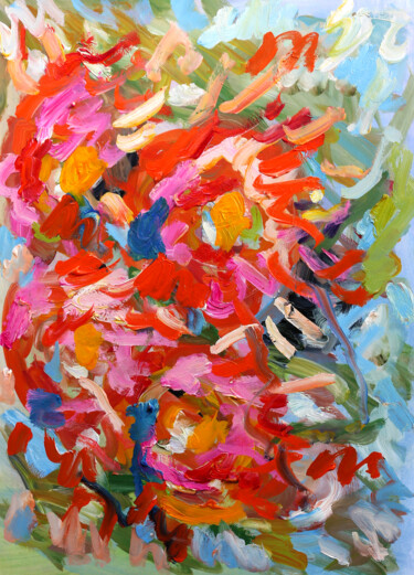 Картина под названием "Couples de roses" - Jean Mirre, Подлинное произведение искусства, Масло