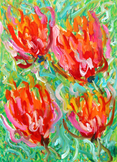 Peinture intitulée "Tout feu tout flamme" par Jean Mirre, Œuvre d'art originale, Huile