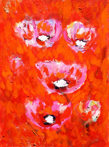 Peinture intitulée "Œillets" par Jean Mirre, Œuvre d'art originale, Huile