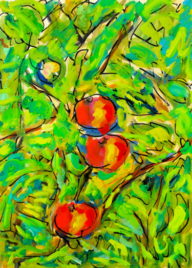 Pittura intitolato "Pommes" da Jean Mirre, Opera d'arte originale, Olio