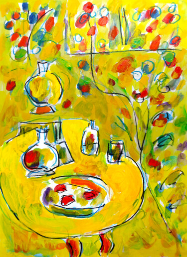 Schilderij getiteld "Yellow morning" door Jean Mirre, Origineel Kunstwerk, Olie