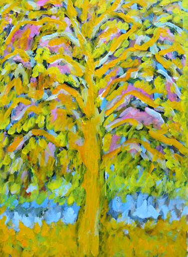 Painting titled "Sun tree" by Jean Mirre, Original Artwork, Oil