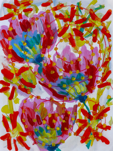 Картина под названием "Galaxie florale" - Jean Mirre, Подлинное произведение искусства, Масло