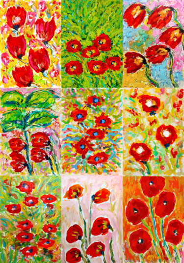 Pittura intitolato "Sagesse florale" da Jean Mirre, Opera d'arte originale, Olio