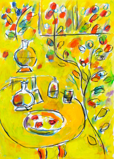 Pintura intitulada "Matin jaune" por Jean Mirre, Obras de arte originais, Óleo