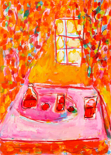 Schilderij getiteld "Orange morning" door Jean Mirre, Origineel Kunstwerk, Olie