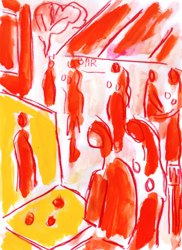 Картина под названием "Idylle au bar" - Jean Mirre, Подлинное произведение искусства, Масло